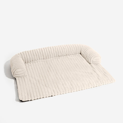 Luxury Fluffy Dog Couch Bed – Plush Sofa Mat with Supportive Bolster, Washable Pet Bed Cover