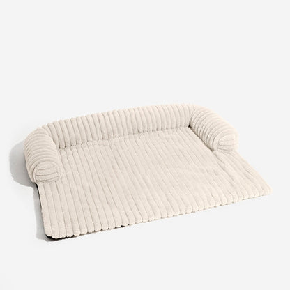 Luxury Fluffy Dog Couch Bed – Plush Sofa Mat with Supportive Bolster, Washable Pet Bed Cover